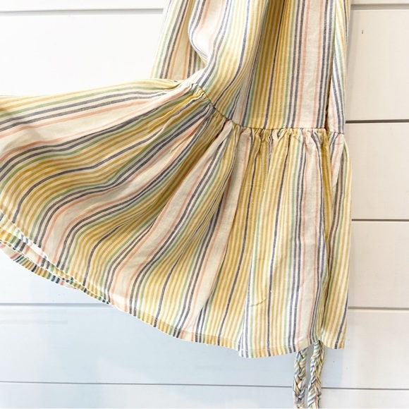 Marine Layer Laney Beachy Stripe Linen Blend Dress W/ Braided Waist Rope Medium - Picture 12 of 12